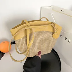 2022 Hot Selling Fashion Women Beach Straw Bag Machine Weave Straw Cheap Price Straw Hand Bag Famous Brand Handbags