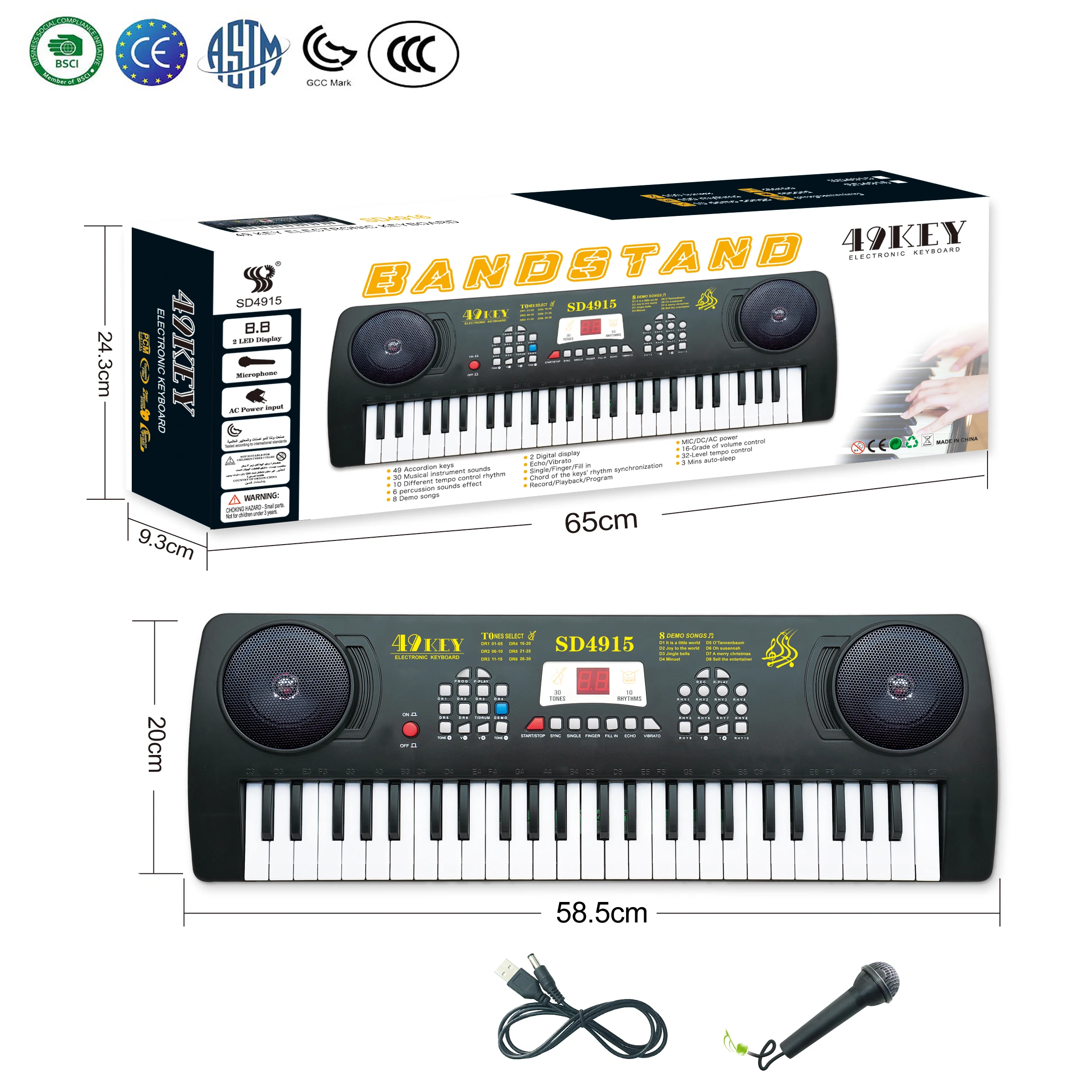 Plastic toy 49 key toy piano  electronic organ keyboard used keyboard piano Made in china