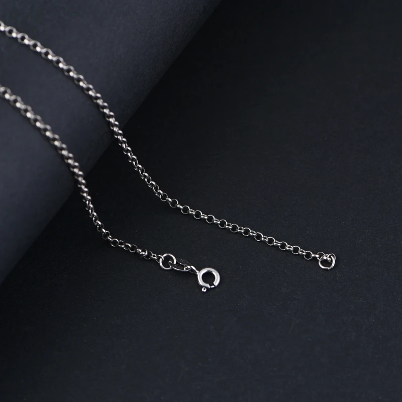 Genuine silver chain wholesale S925 Sterling Silver Chain Jewelry 2mm fashion retro link ring chain necklace for women