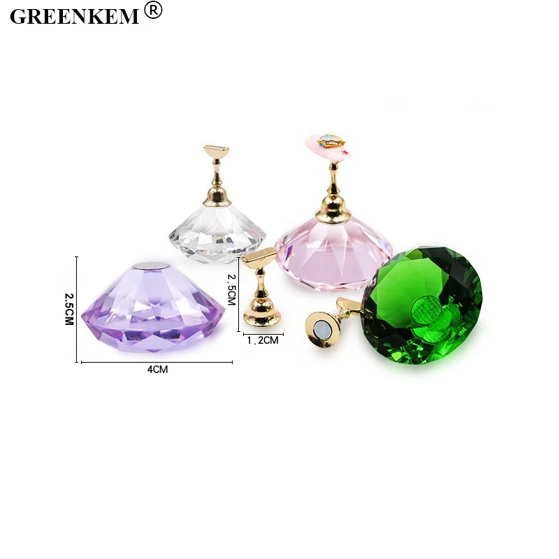 New Reusable Crystal Acrylic Nail Practice Stand Magnetic Lotus Base Nail Display Stands Magnetic Nail Practice Display Stand
