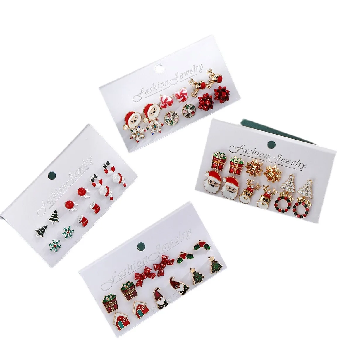 New Christmas Ornaments Fashion Christmas Tree Elk Snowflake Old Man Windmill Gift Cartoon Stud Combination