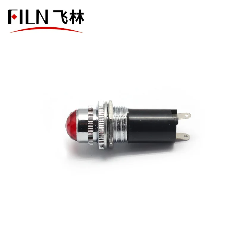 FILN 110V 16MM diamond led metal IP65 waterproof Socket head red green blue yellow led indicator light without wire