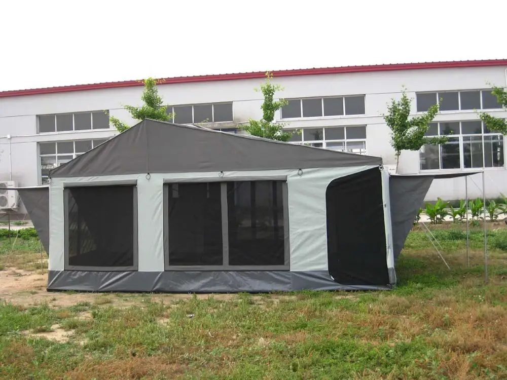 Family Camping 4x4 Off Road Waterproof Travelling Canvcas Trailer Tent with Roof Window