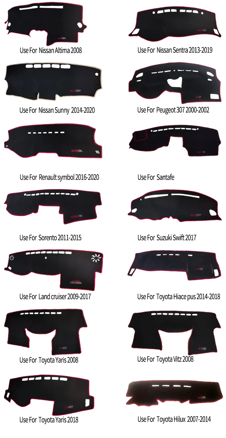 Fashion Factory Price Car Accessories Interior Anti Slip Dashboard Mat Cover For Toyota Yaris 2014-2018