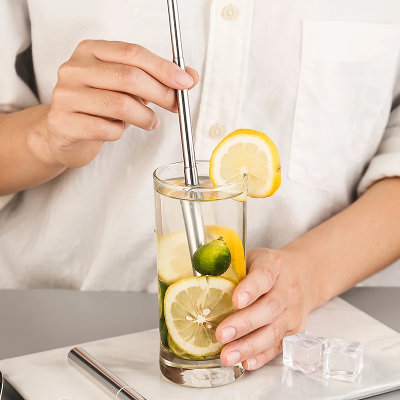 Approved Collapsible Foldable Metal Cocktail Straw
