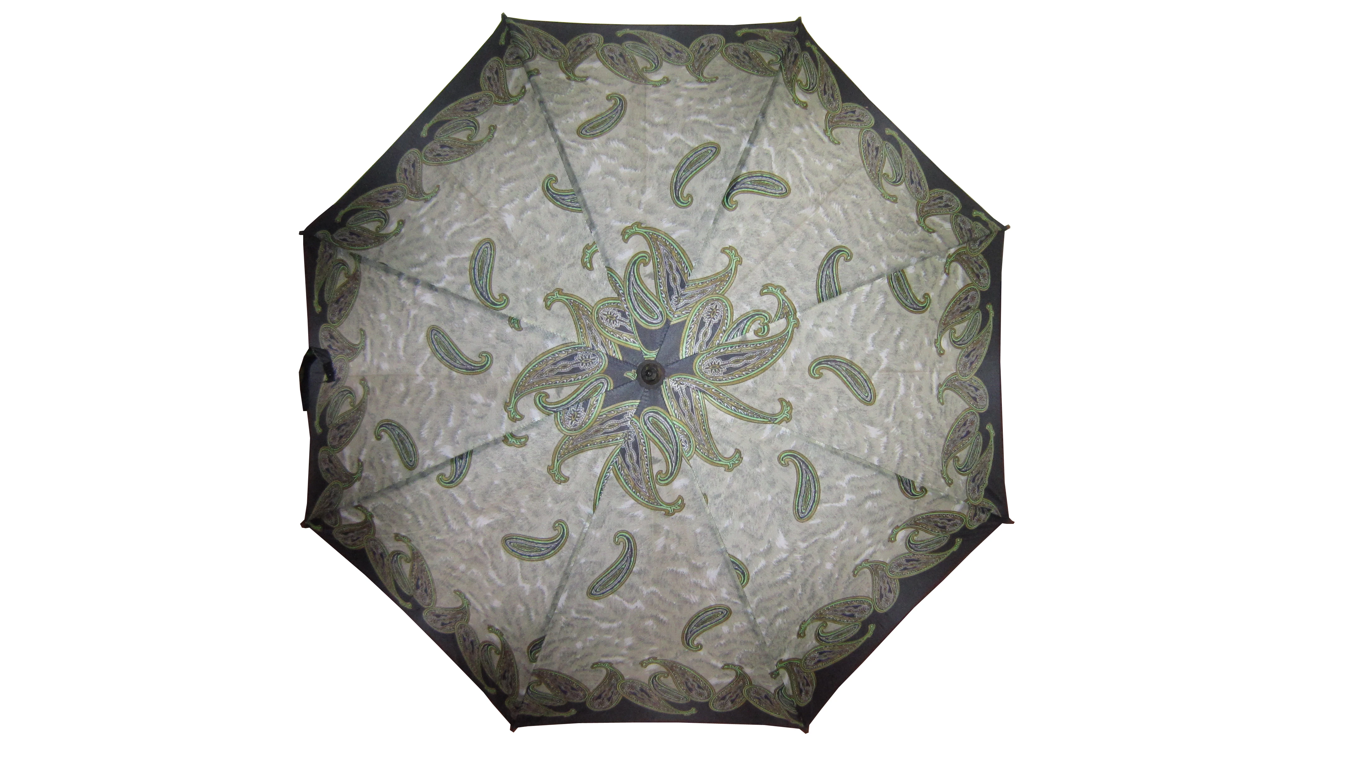 60cm *8k polyester printing leaves wood handle manual open straight umbrella