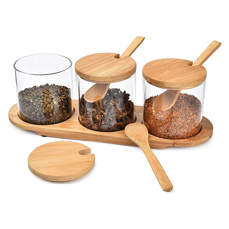 Amazon Hot sale Seasoning Seasoning Salt sugar spices pepper glass storage jar set
