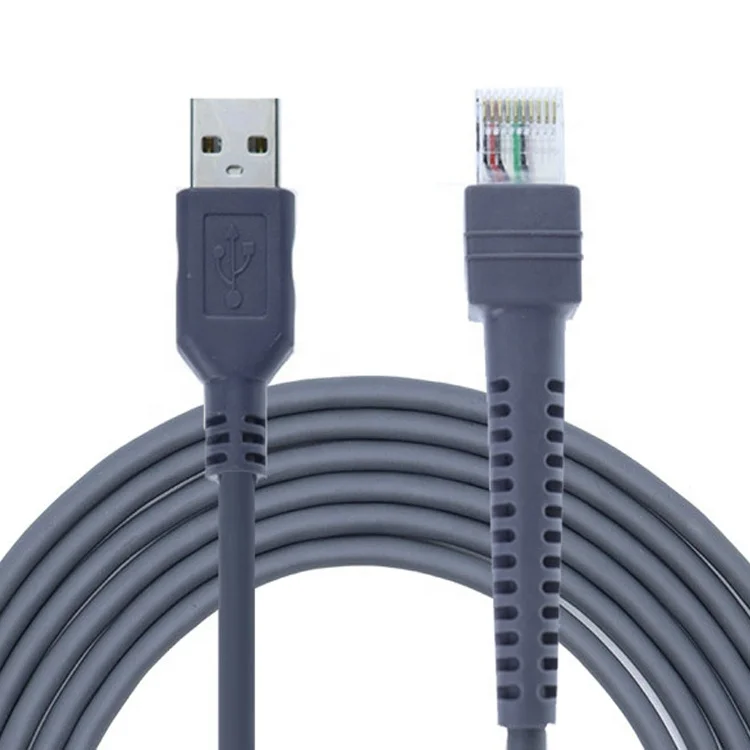 OEM Flexible Barcode Scanner USB Cable to RJ50 RJ45 CBA-U01-S07ZAR suit for symbol LS1203 LS4208 LS2208 2208AP etc.