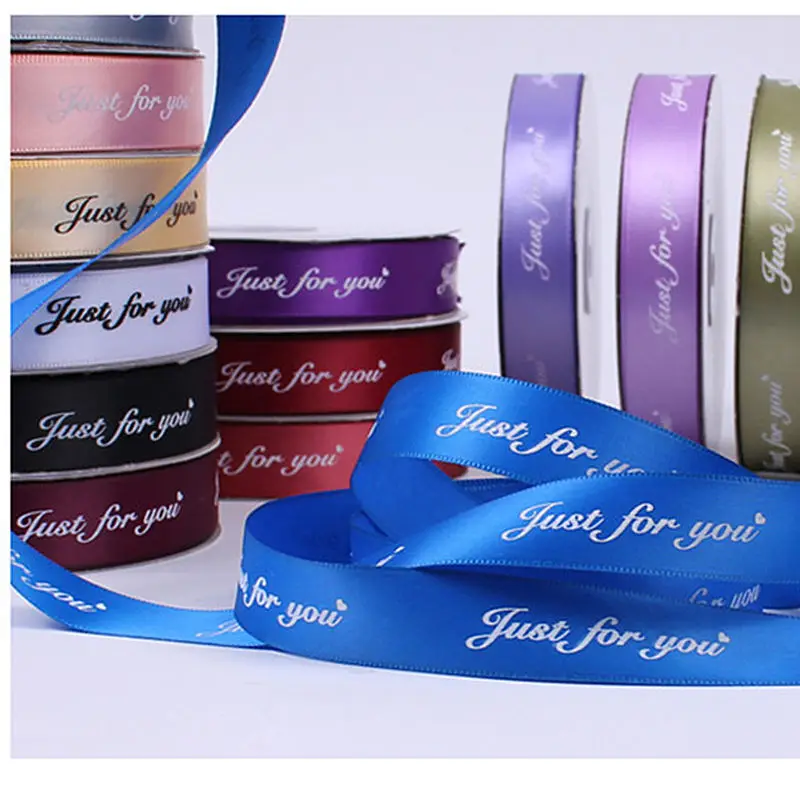 Wholesale Gift Ribbons Custom Logo Polyester Gold Foil Cintas Satin Ribbon for Packing Decoration