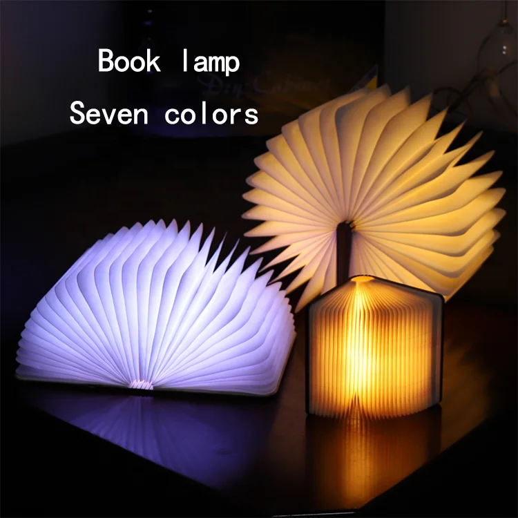
Mini portable ornaments small pocket size Christmas gift book lamp folding book lamp solid wood creative bedside lamp 