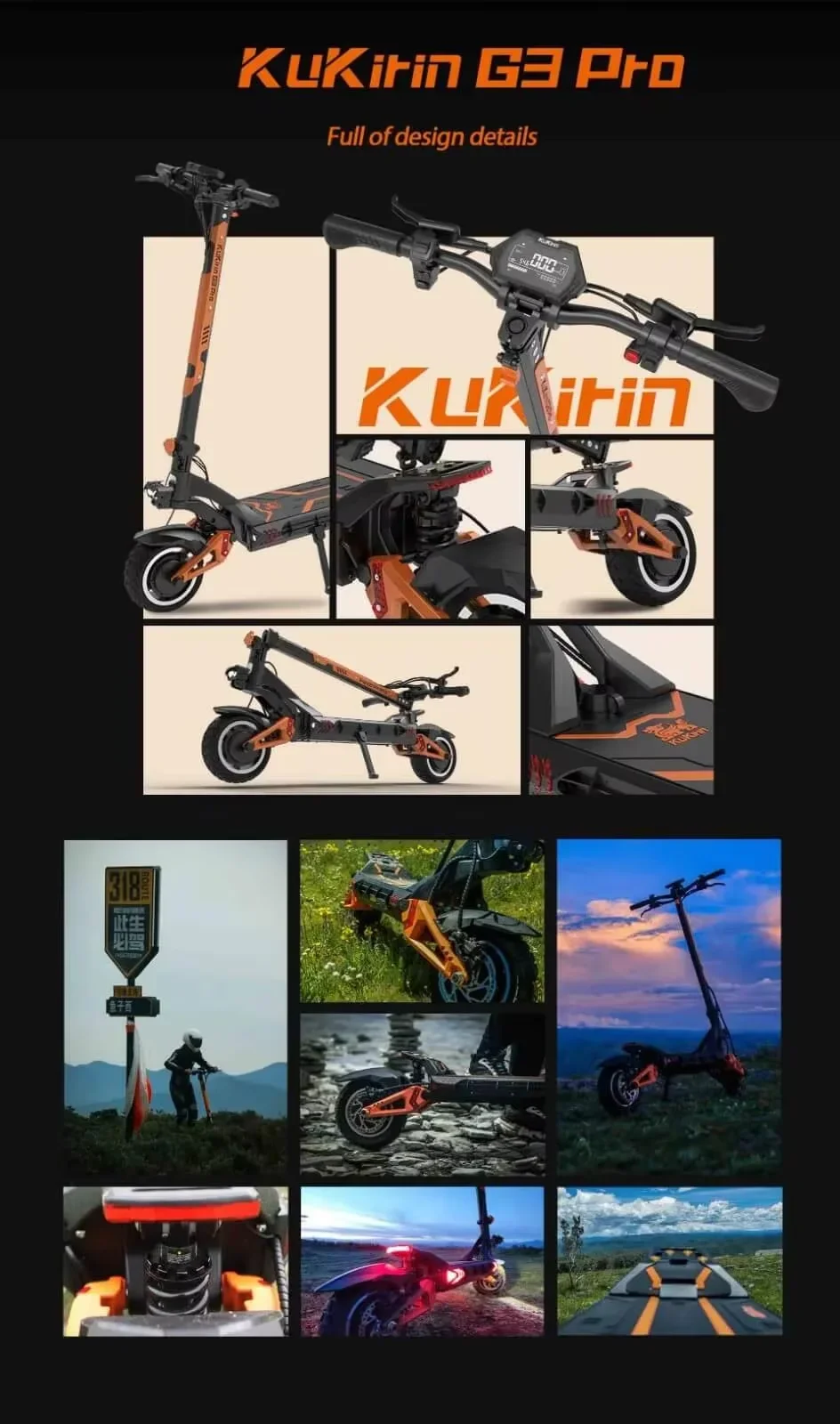 Brand-new KugooKirin G3 Pro 2400w Max speed 70km/h Off Road Electric Scooters fast deliver dropshipping