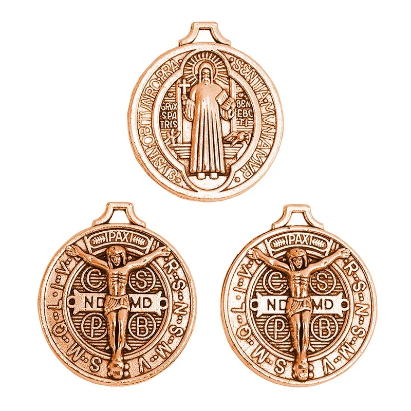 Customised High Quality Metal Gold Stainless Steel Catholic Saint Benedict Medal Necklace With Chain