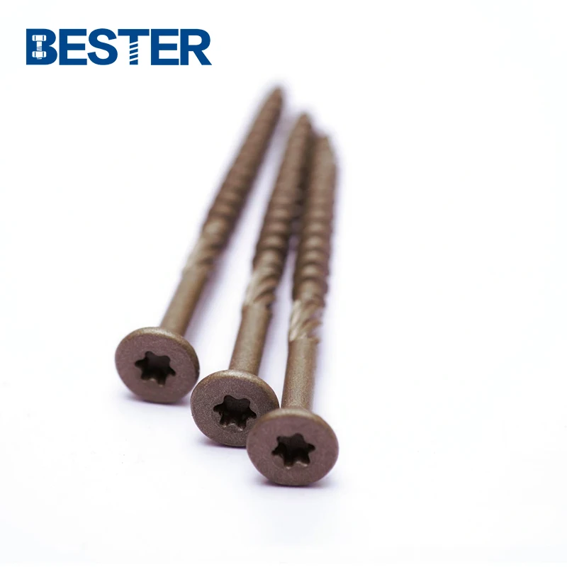 China manufacturer yellow coated steel torx countersunk head chipboard self taping deck screw