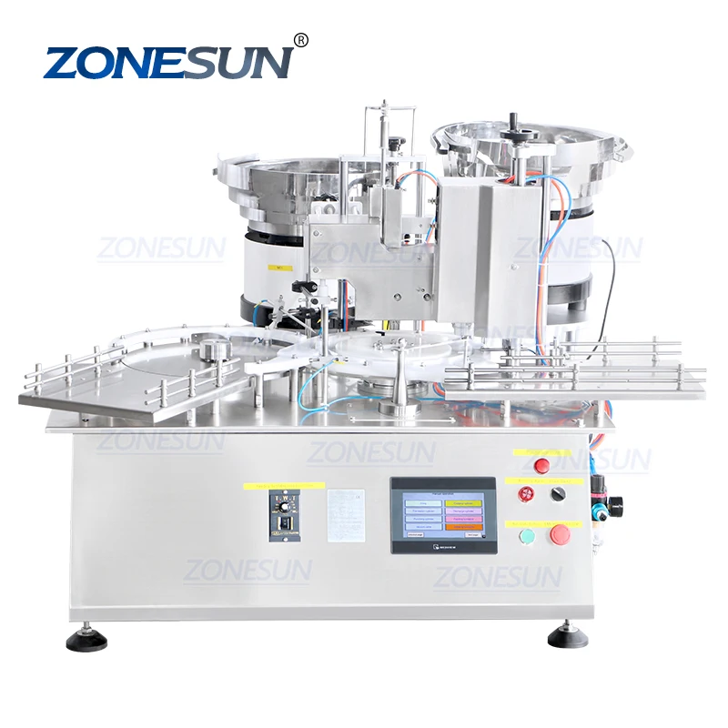 ZONESUN ZS-AFC20 Automatic Peristaltic Pump Aluminum Plastic Caps Small Bottles Glass Vial Filling Crimping Capping Machine