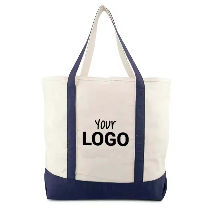 Extra Large Retro Student Shoulder Beach Bag Zipper Custom Printed Logo Hit Color Patchwork Canvas Cotton Tote Bags for Shopping