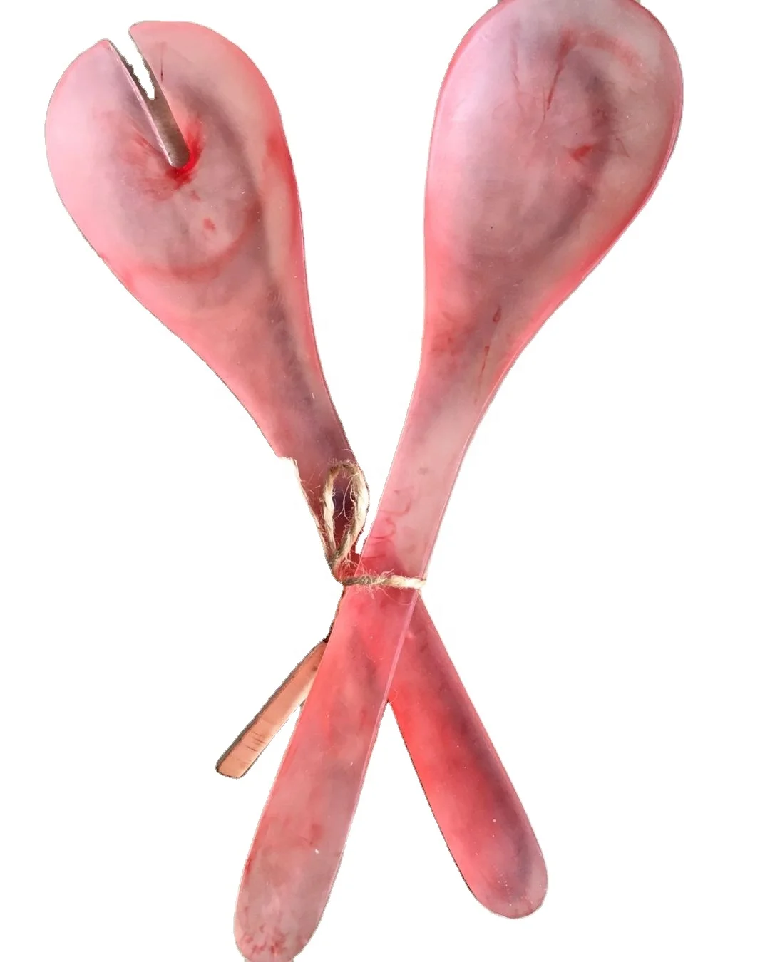 Unique resin salad server set spiner salad tool with marble texture and aqua swirl pattern used in home hotel and restaurant