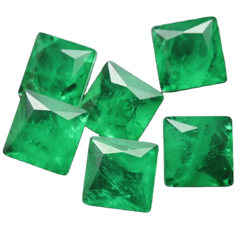 YZ Hot Sale custom loose gemstone ice crack quartz fusion stone emerald synthetic crystal glass synthetic fusion stone