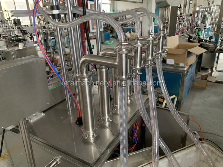 KEFAI 110V Full Automatic 4 Head Tomato Paste Peanut Butter Liquid Paste Piston Filling And Capping Machine Bottle Filling Line