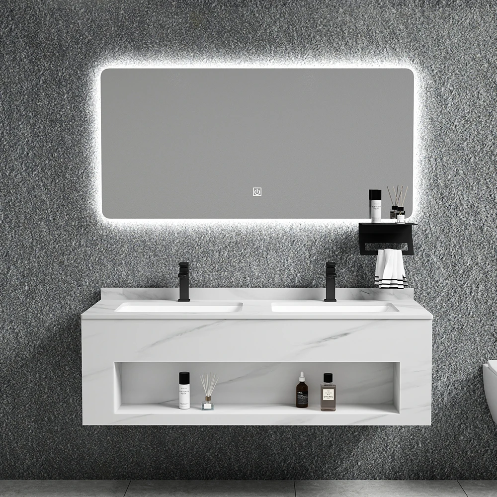 Modern minimalist style New design Bathroom Cabinets Vanity with led mirror