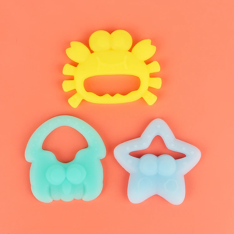Hot Animals Shape Bpa Free Baby Silicone Soothing Teether Silicone Teething Rings Molar Infant Toys Silicone Baby Teether Set