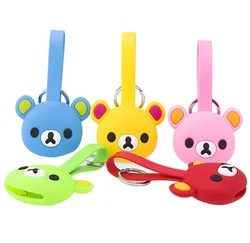 Environmental Silicone Lovely Little Bear Cartoon Silicone USB Keychain 2 in 1 Charge Cable Micro USB Cable 8 Pin for Mobile