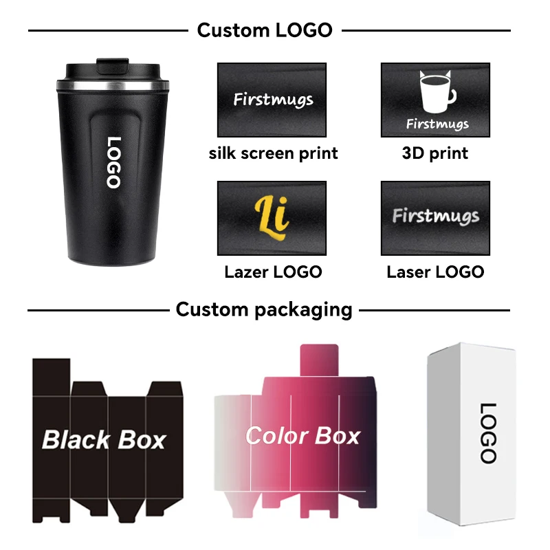 380/510ml Custom Logo Smart Vacuum Mug coffee Double Wall Travel Tumbler Cups Thermos 380ml coffee mug