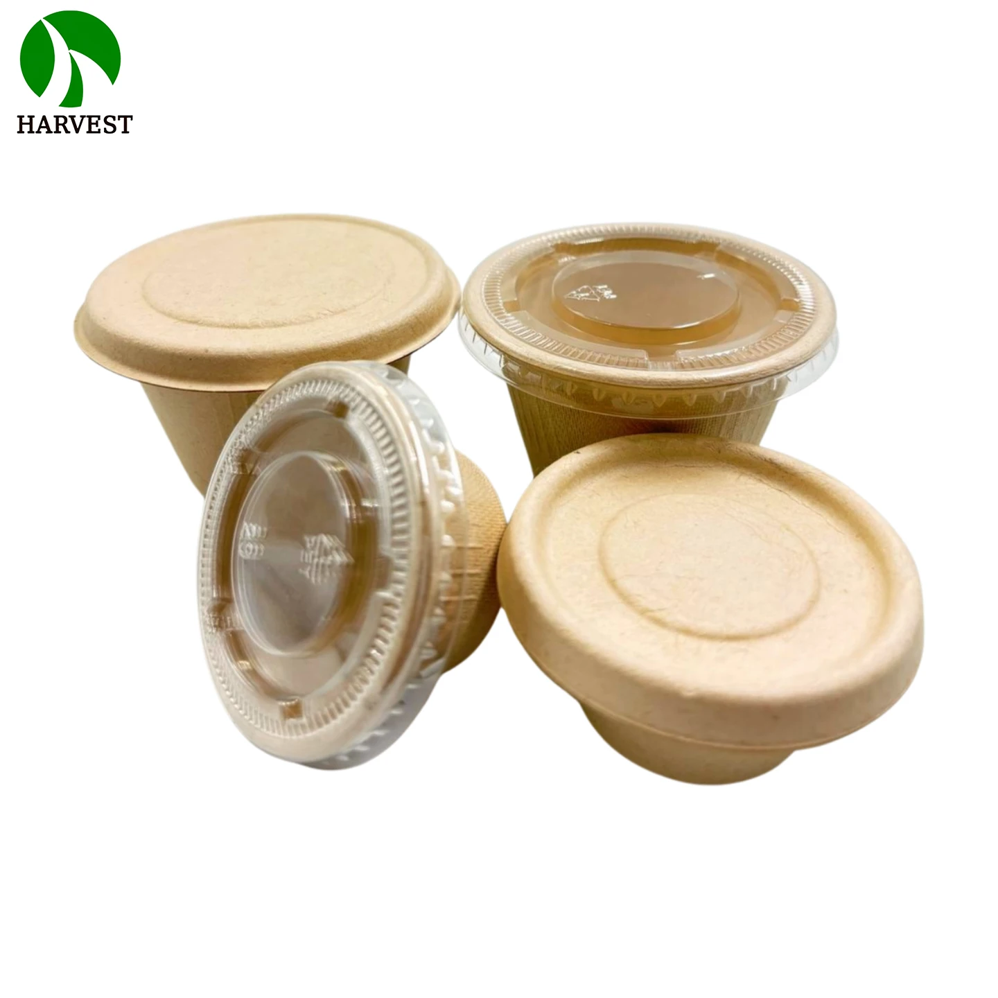 Leakproof Greaseproof Eco Harvest Natural Sugarcane Disposable Bagasse 2 Oz 4 Oz Dipping Sauce Cup With Lid