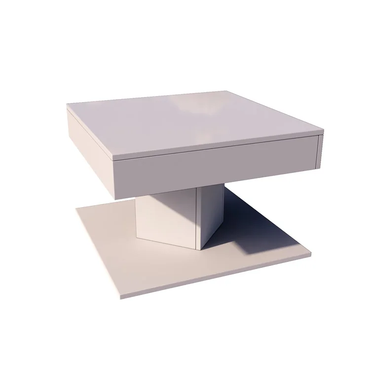 Modern Luxury LED Lights Center Table Wooden 360 Degree Rotating Coffee Table