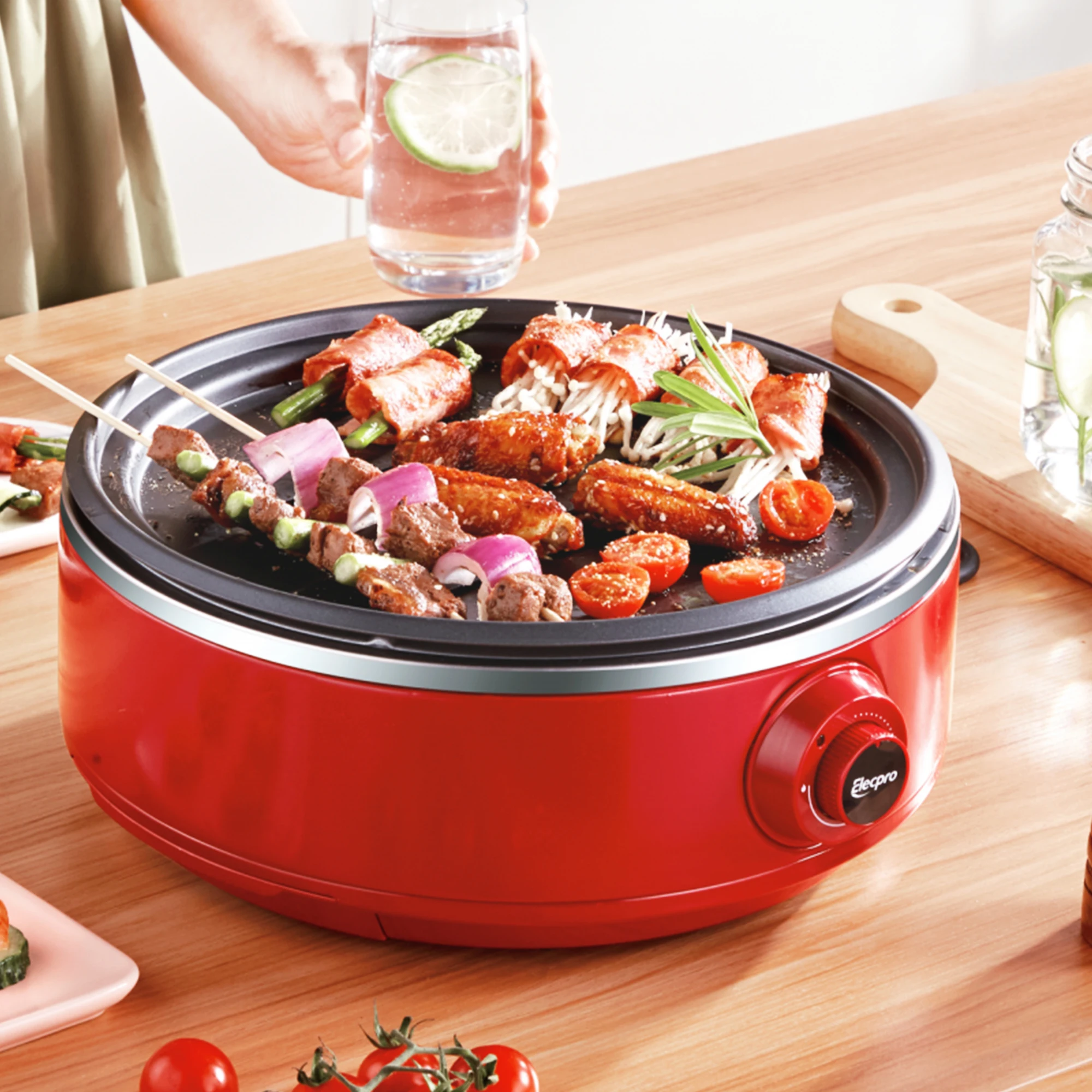 1000w High Quality cheapest fast heat 12inch non stick coating Electric Skillet hot pot Grill Pan