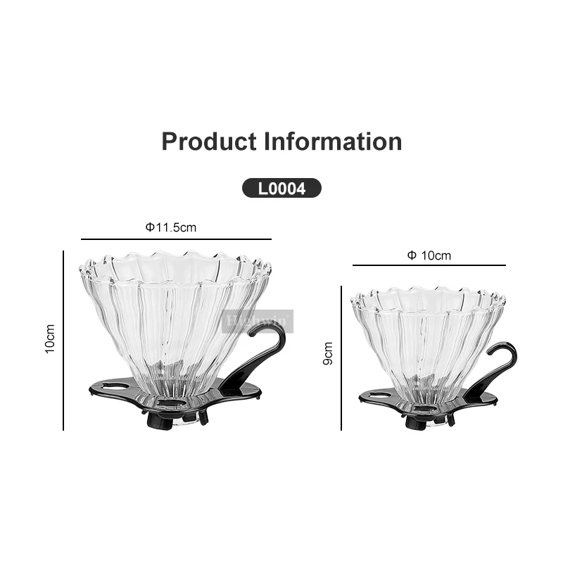 HIGHWIN Pour Over Coffee Dripper Coffee Brewing Filter Cup Glass Coffee Maker
