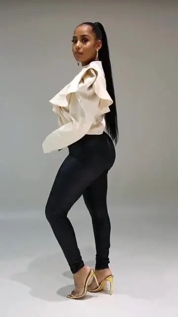 Autumn New Arrival Woman Tops Fashionable Ladies Blouses Ruffled Long Sleeve Office Lady Crop Top ANSZKTN