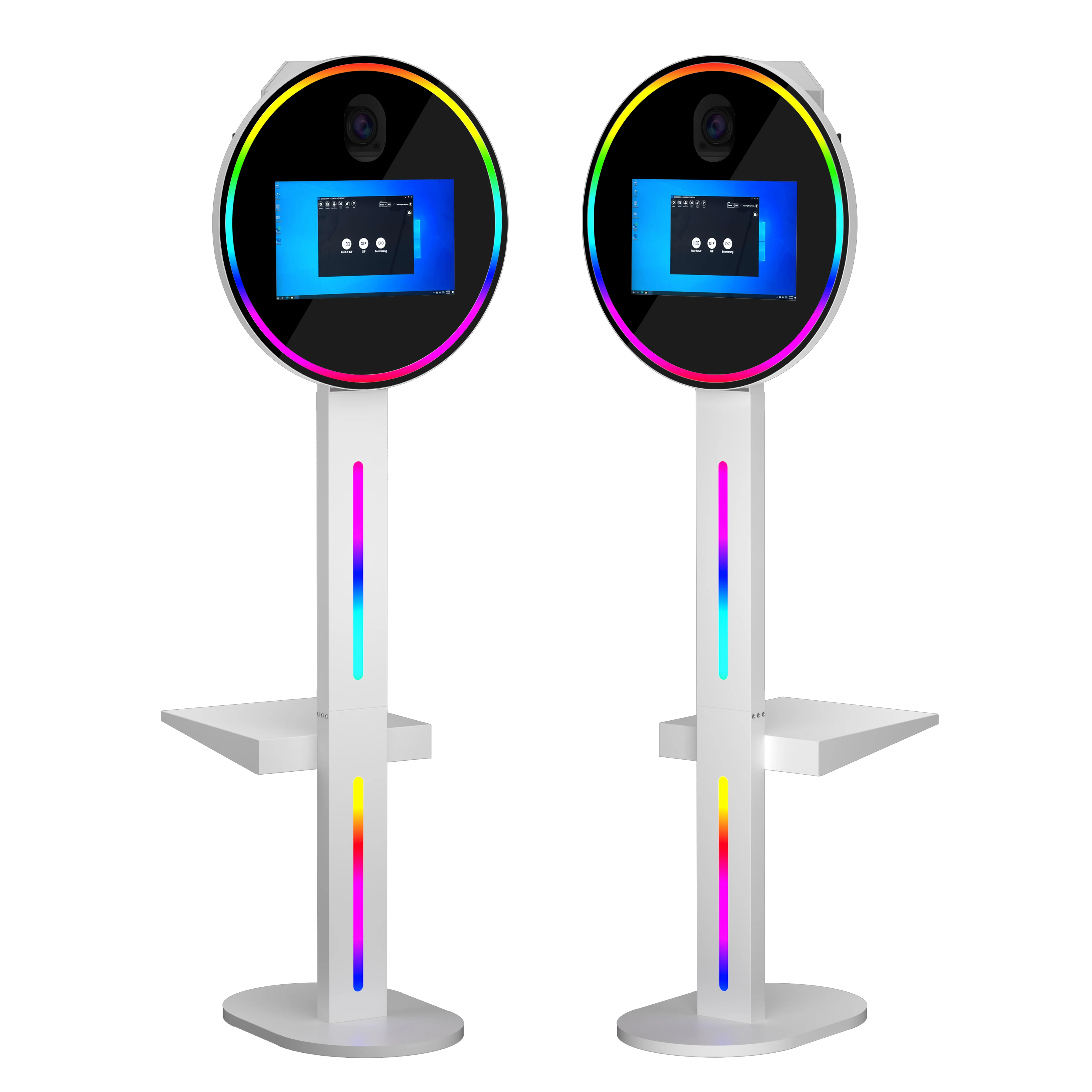 2024 Round model 15.6 inch touch screen dslr photo booth mini pc mirror photo booth shell with camera and printer