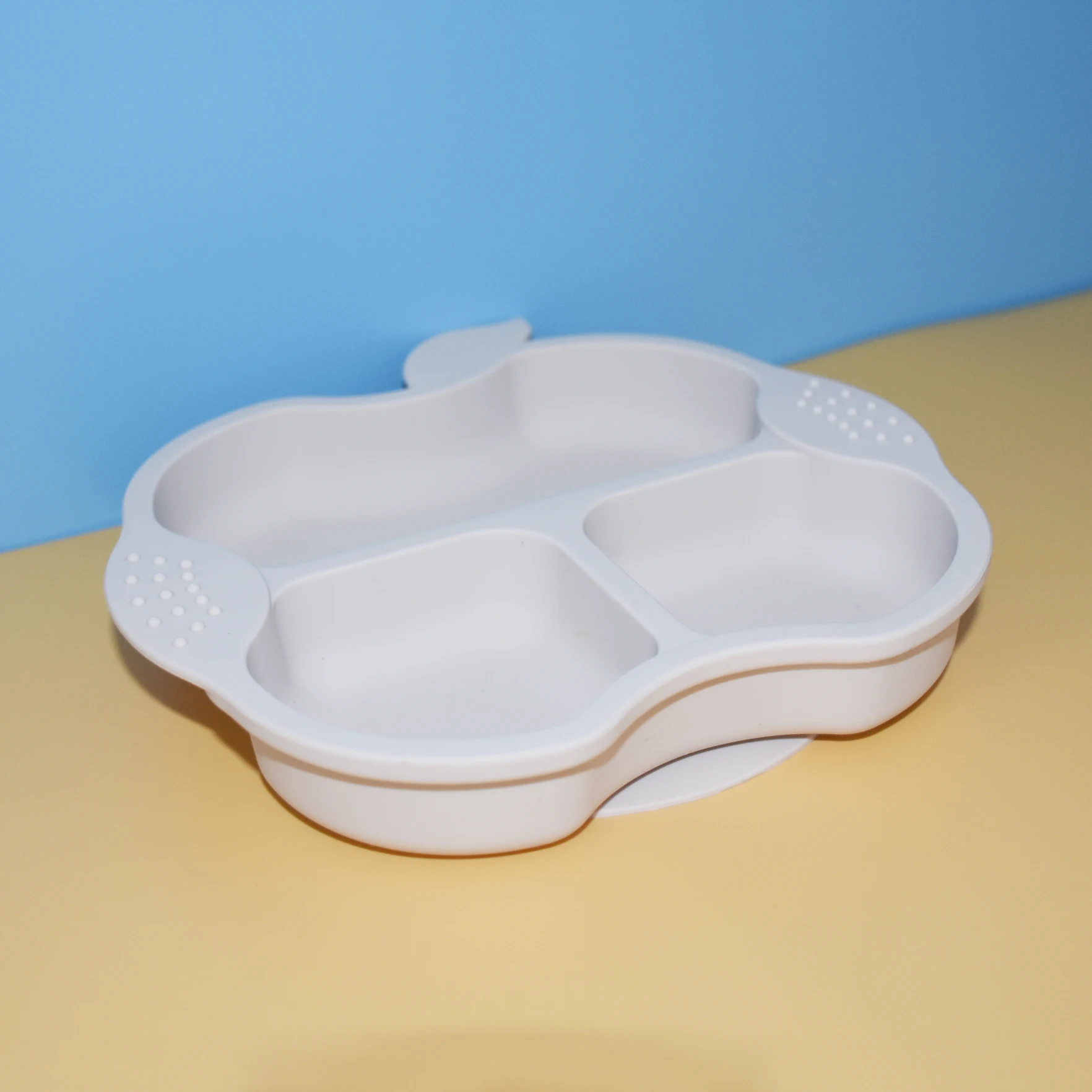 Belochhy Baby Feeding Supplies Wholesale Bpa Free Cat Kitten Silicone Cutlery Baby Kid Food Feeding Divided Dinner Plate Bowl