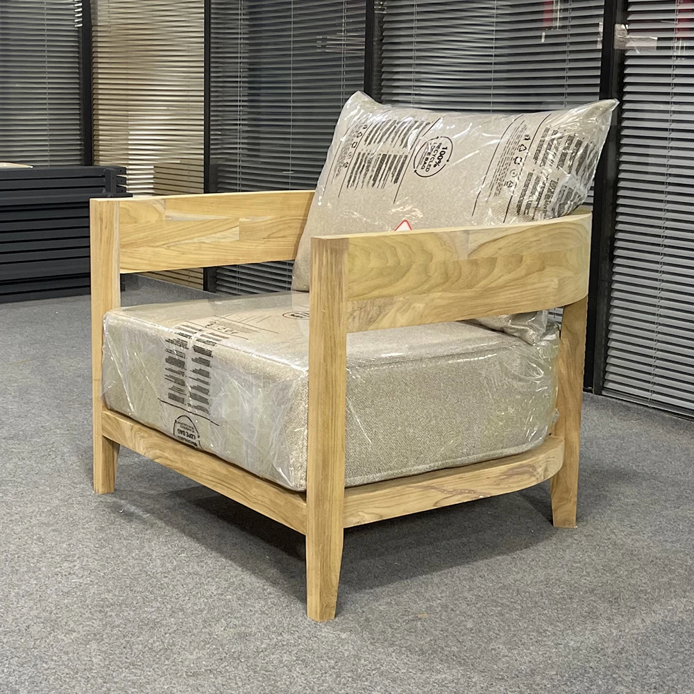 Factory Custom Modern Patio Natural Teak Outdoor Sofa Luxury Teak Wood Furniture Indonesia for Garden Hotel