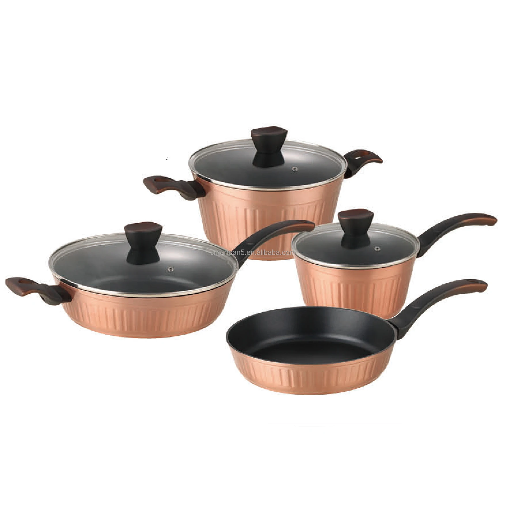 Hot selling 2021 Cookware set copper pans with non stick frying pan set and soup pot with Kitchen cooking pots