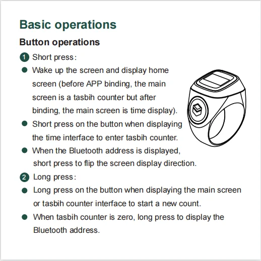 New Muslim Iqibla rotatable health counter smart ring with tasbih beads function men BT smart zikr rings for Android or iOS