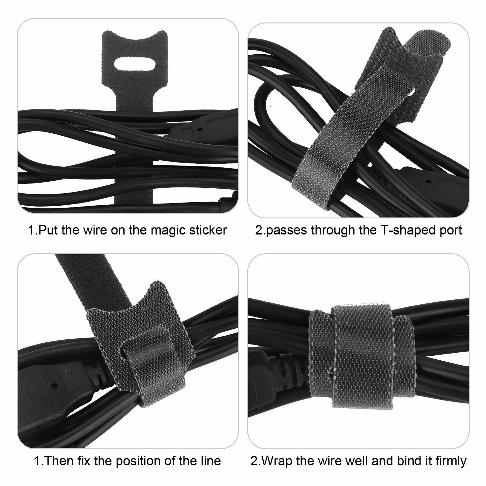 100 Pieces 6 Inches Reusable Cable Ties, Nylon Adjustable Cord Straps, Cable Organizer Wrapper  with Hook Loop Rope Holder