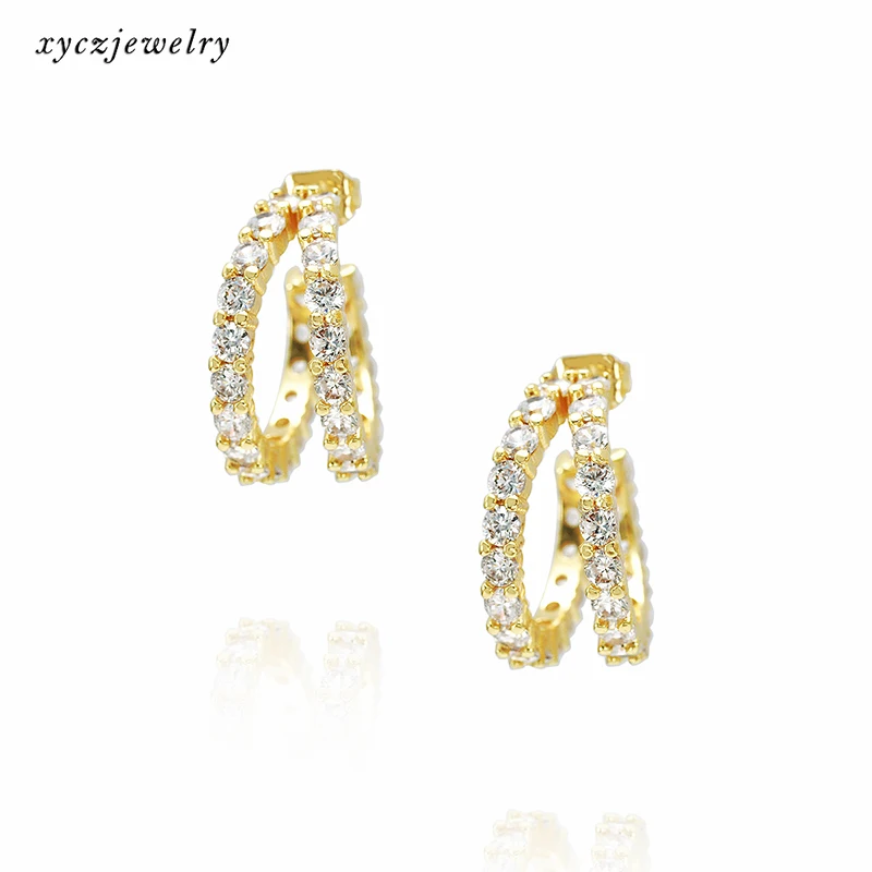  Xingyu cz серьги-кольца 18K