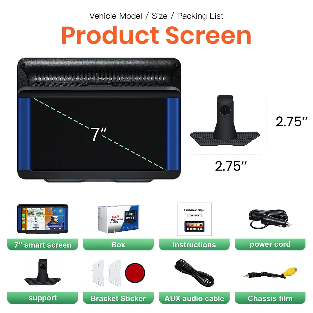 7 Inch 4K Dash Cam DVR Touch Screen For Alpine Car Audio Carplay Android Auto CarPlay Monitor on dash carplay scree