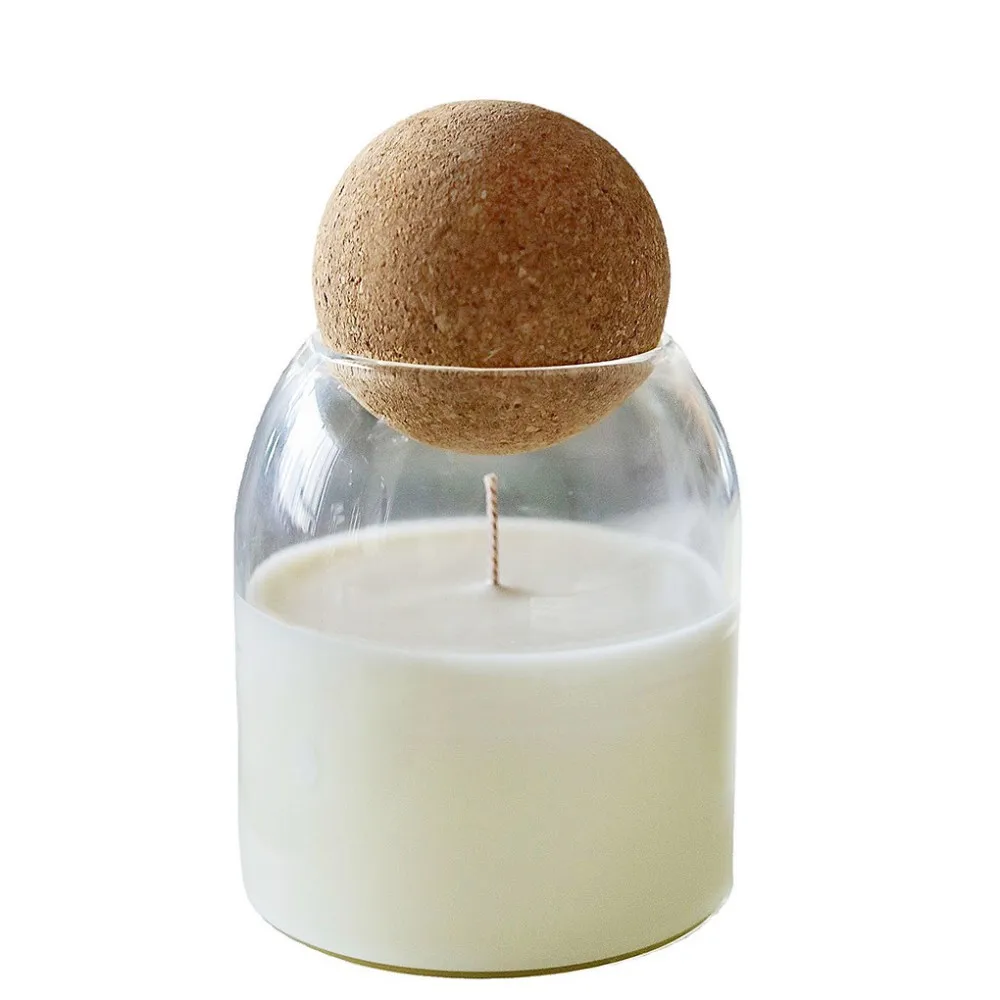 10oz 12oz Amber Heat resistant glass vessels iridescent candle empty jar glass with cork ball lids for Soy wax making