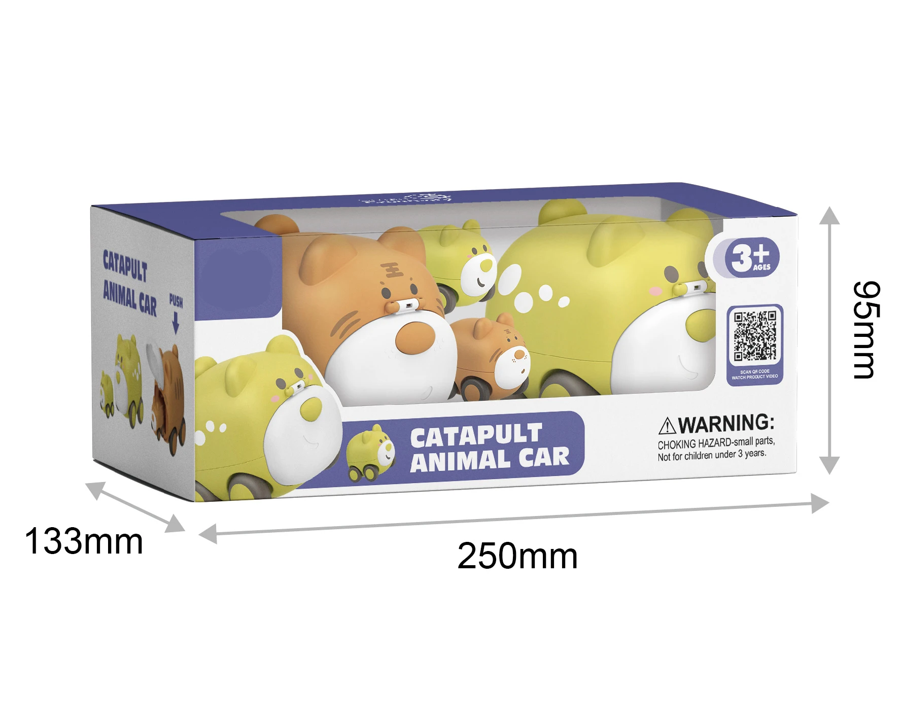 Pack Of Two Cartoon Press Sliding Cute Ejection Catapult Inertia Mini Plastic Animal Friction Car For Kids