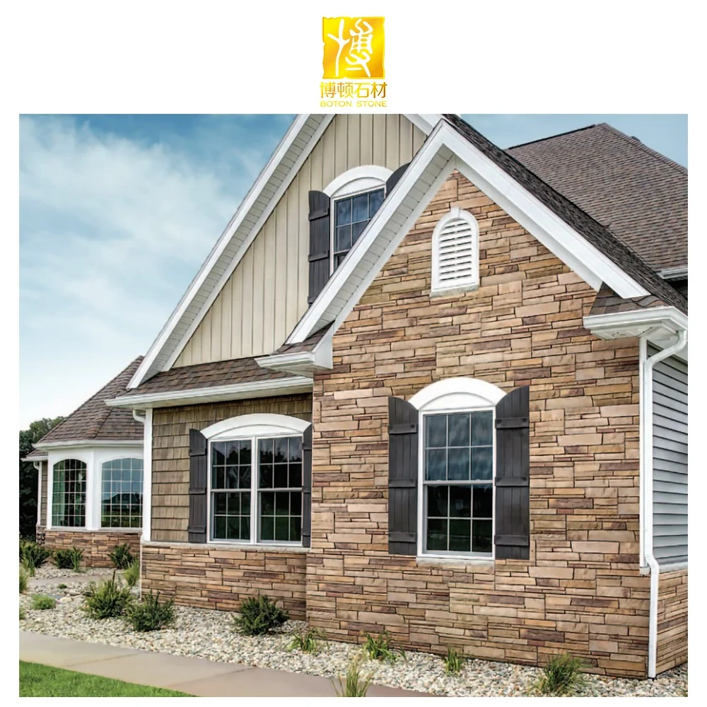 BOTON STONE Artificial Outdoor Cladding Slate Cultural Decorative Stones Faux Stone Panels for Exterior Walls