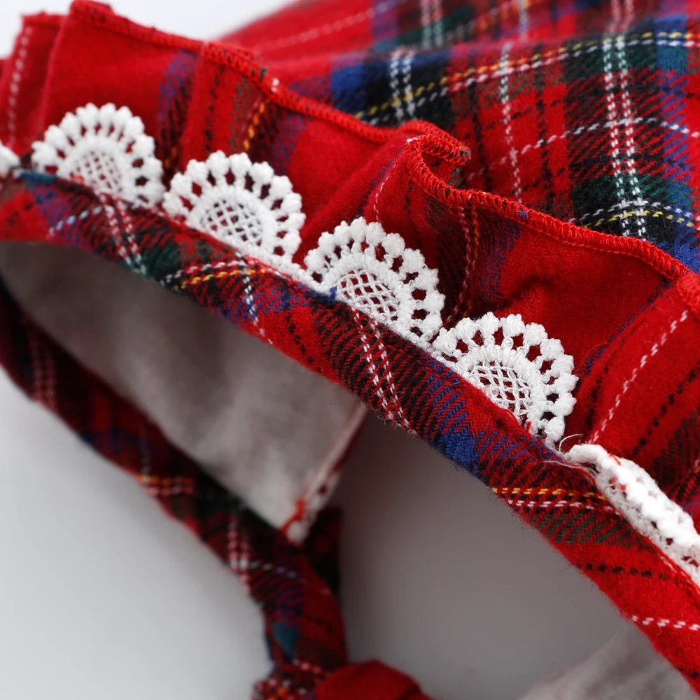 
Shijun Red Tartan Christmas Baby Romper Lace Soft Baby Rompers 