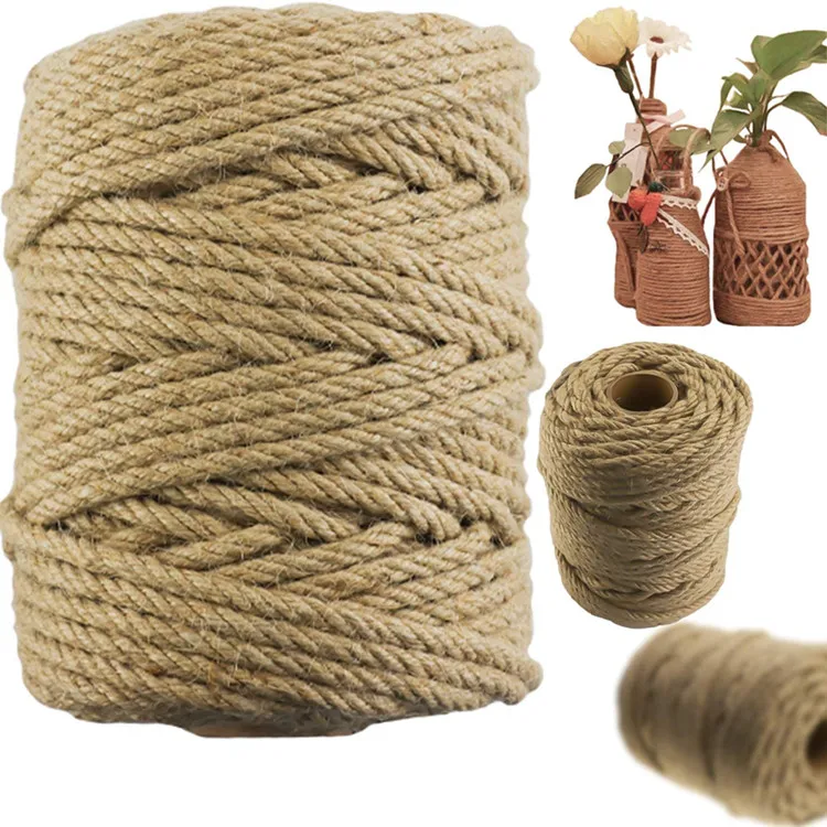 (RIOOP) Natural Sisal Yarn 3 ply Twisted Hemp Cord Manila Twine Jute Rope for DIY Craft and Packing