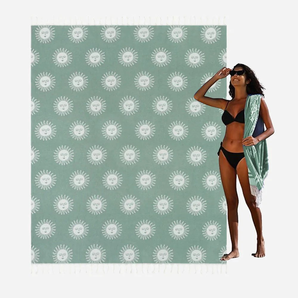 Large Size 100% Cotton Turkish Beach Towel Quick-Dry Oversized Sand Free Proof Blanket Soft Pool Towel Lightweight Bath Towel