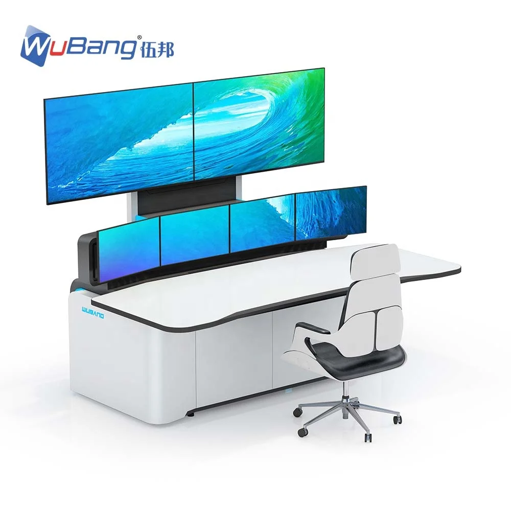 Modular Customized Operator Console Desk IT & Cyber Alert Monitoring Room Console Control Room Furniture