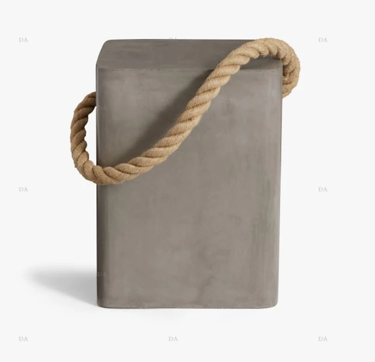 Speckled White MgO Square Twisted Indoor And Outdoor Side Table