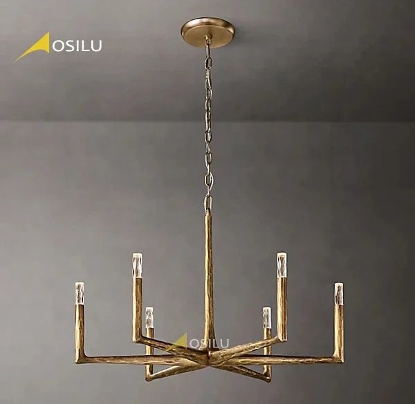 2023 New popular American all copper chandelier retro light luxury crystal export designer chandelier