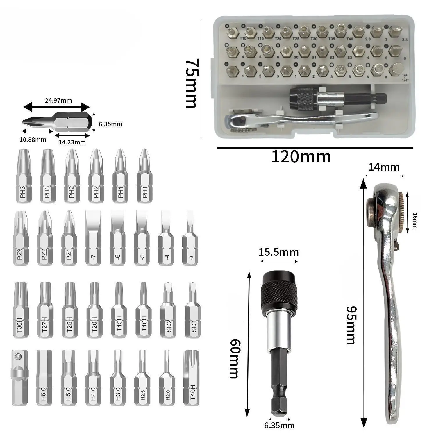 Mini 1/4 Inch Ratchet Set Low Profile Offset Bit Set with 72-Tooth Ratcheting Wrench tool kit