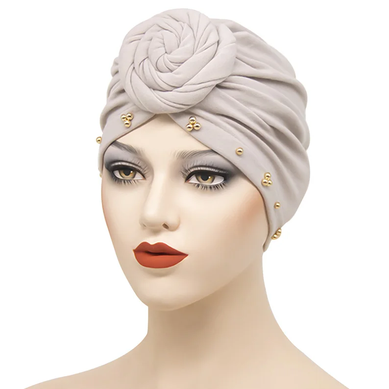 Fashion Multifunction Silk Bonnet Satin Hat Donut Plate Flower Hat Muslim Milk Silk Turban Indian Adult Hat Women Hair Towel
